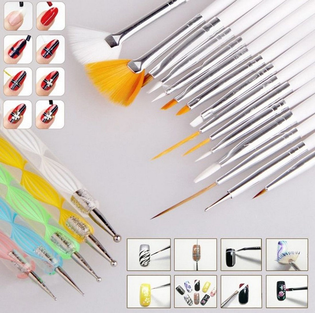 15 Nail Art Brushes + 5 Pen tools